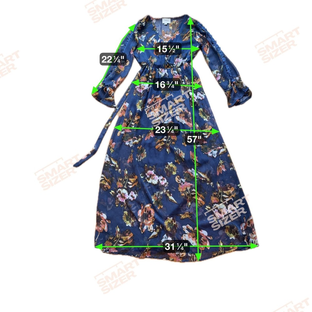 I Madeline Navy Floral Print Long Sleeve Maxi Dress Size Small - Picture 4 of 7